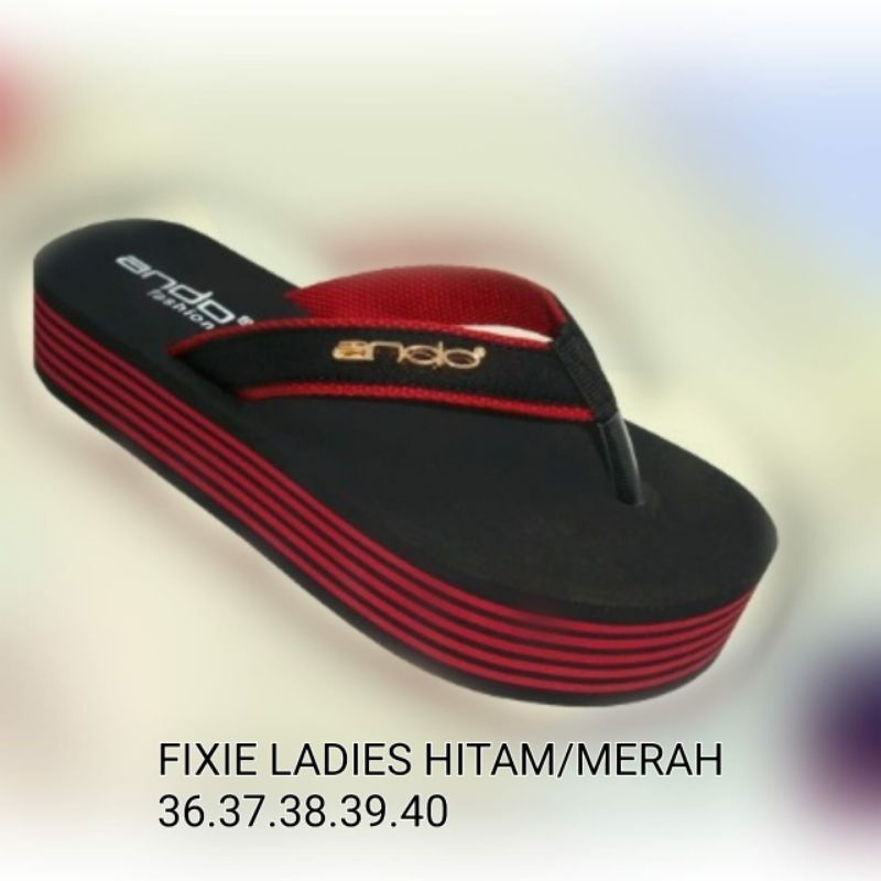 Sandal ANDO FIXIE Size 36-40 - Sandal Jepit Wedges Wanita