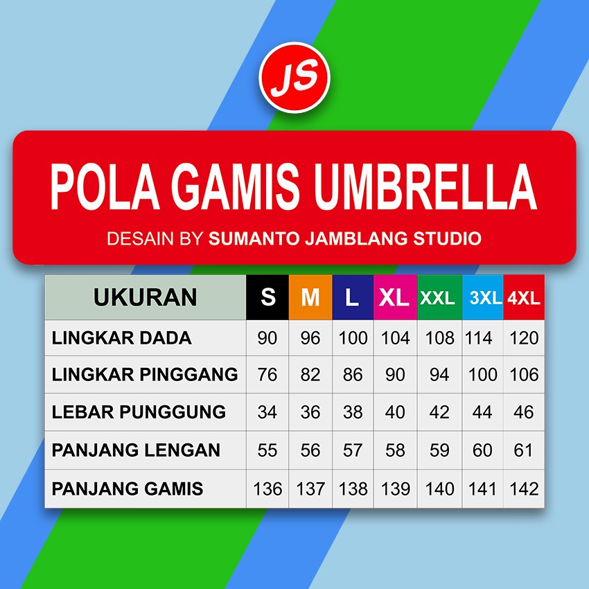Pola Jiplak Gamis Dewasa Umbrella / Full Payung 7 In 1 ( JP-005 )