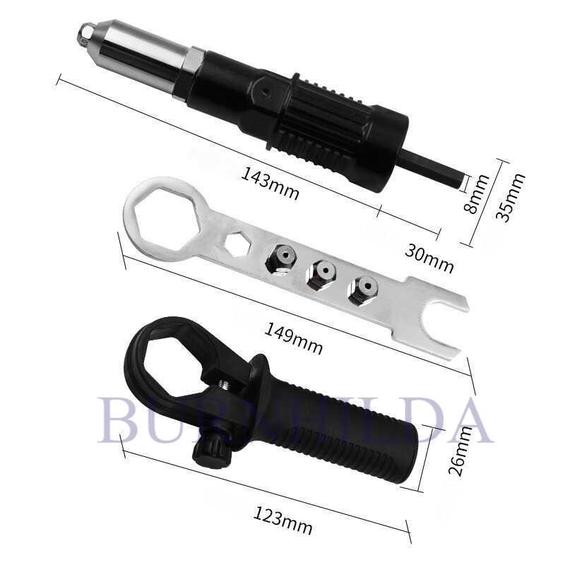 Adapter Paku Rivet Riveting Gun Adapter Converter Drill accesoris mobil burnhilda