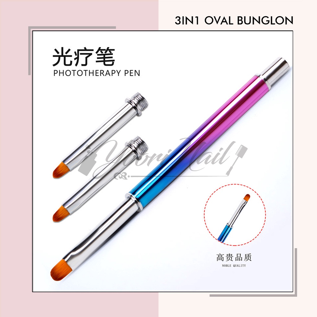 3in1 oval bunglon brush nail art set gel brush nails kuas nailart