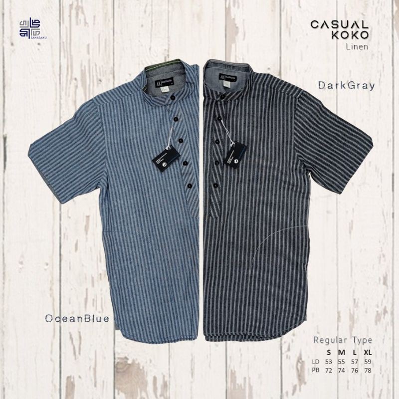 BAJU KOKO CASUAL MOTIF GARIS LINEN