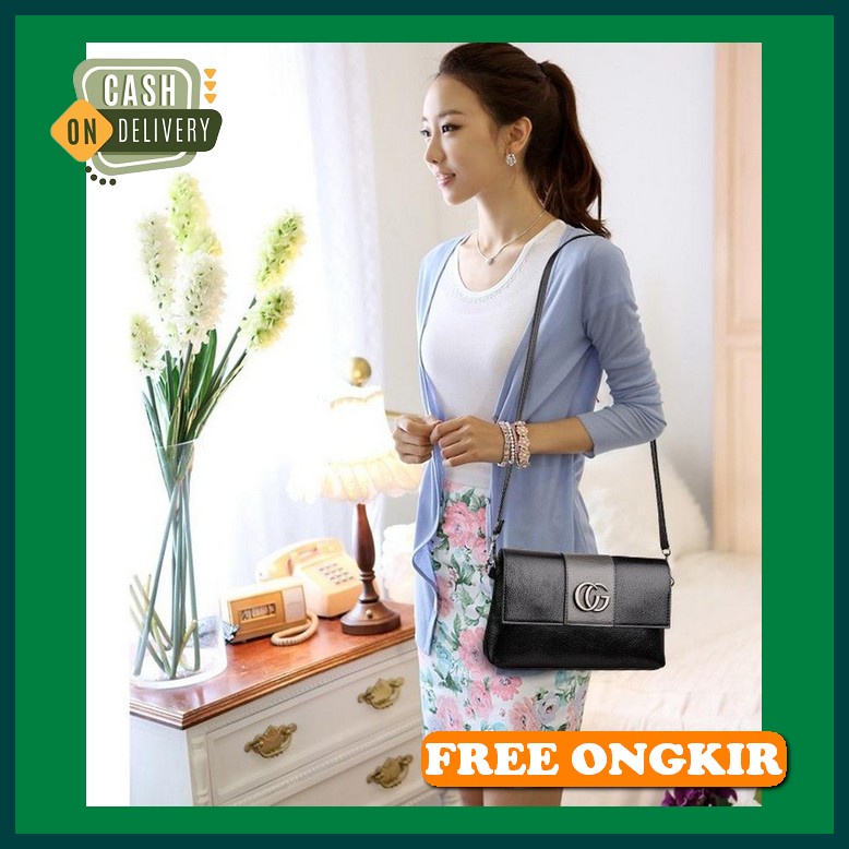 Tas Selempang Wanita Formal Polos Terkini Serut Motif Canvas L1C2 Murah Sintetis Simple Mini Branded