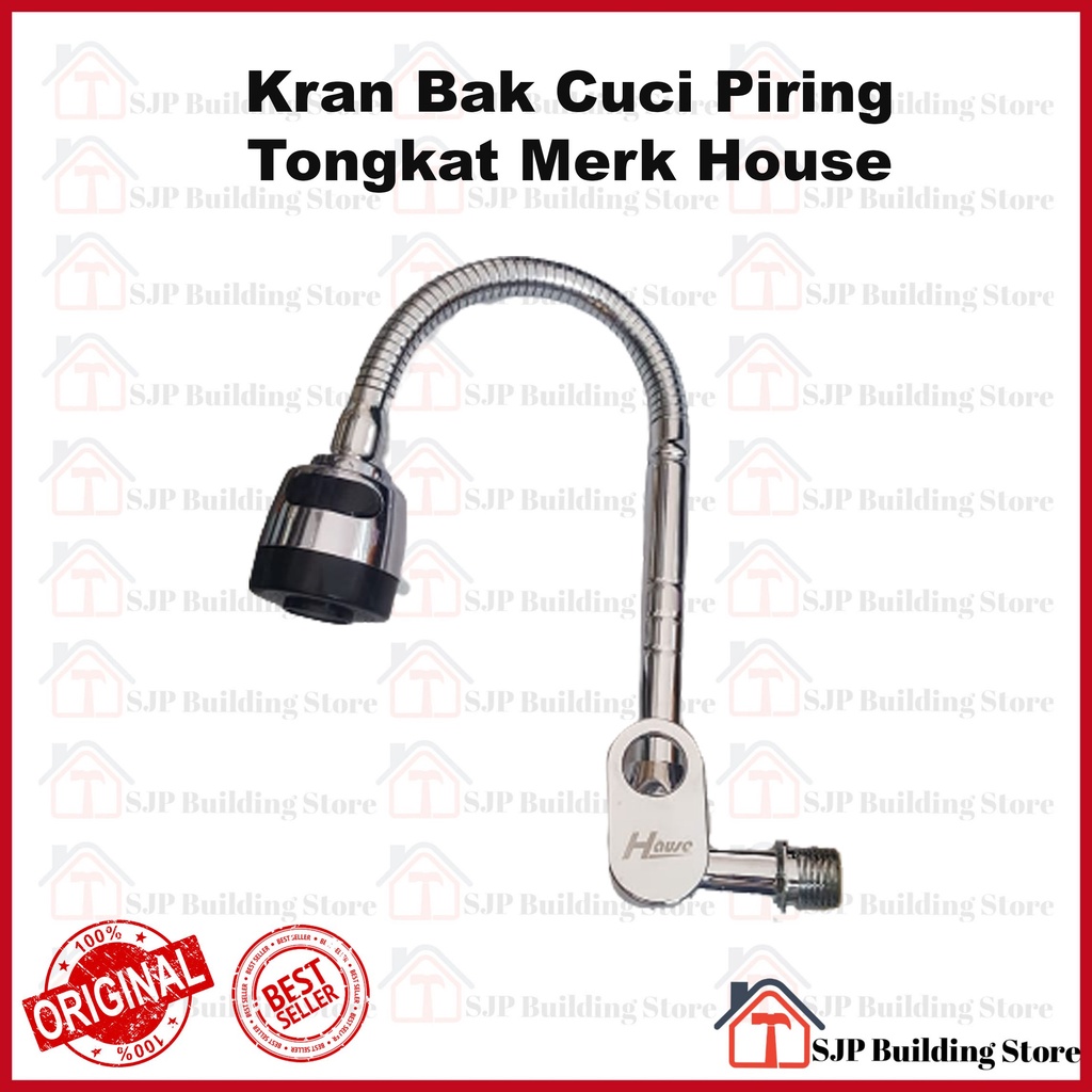 Kran Angsa Flexible Kepala Besar 1/2 inch On Off Keran Leher Panjang Fleksible Keran Dapur Cuci Piring