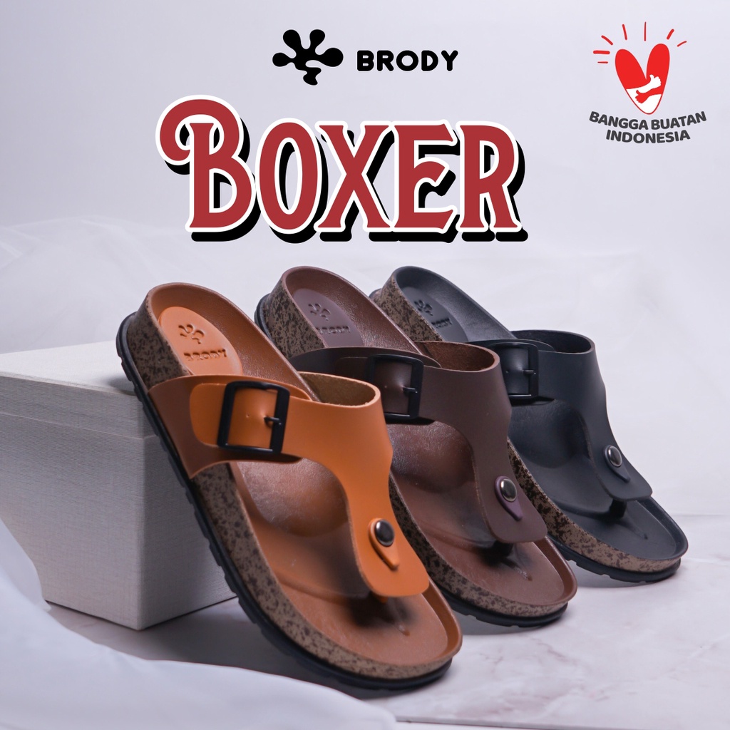 Brody BOXER Sandal pria casual sendal jepit gesper sandal kulit sol puyuh kekinian model birken