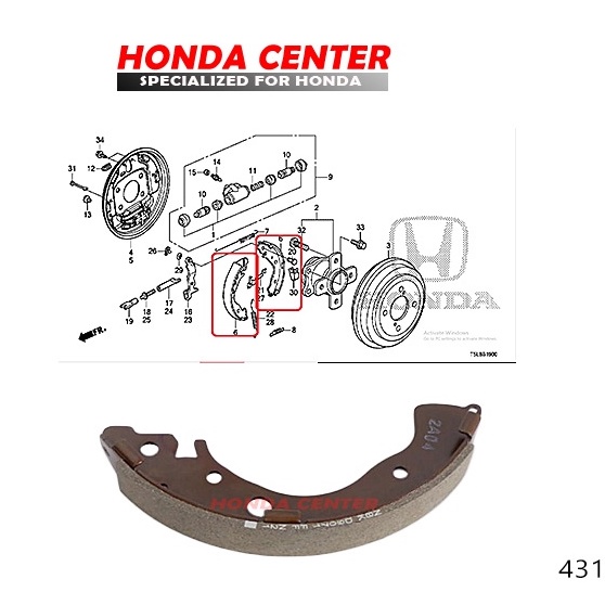 kampas rem belakang jazz gk5 2015 2016 2017 brake shoes jazz gk5 city gm6 mobilio 2014 2015 2016 2017 2018 2019 2020 2021 2022 43153-SNA