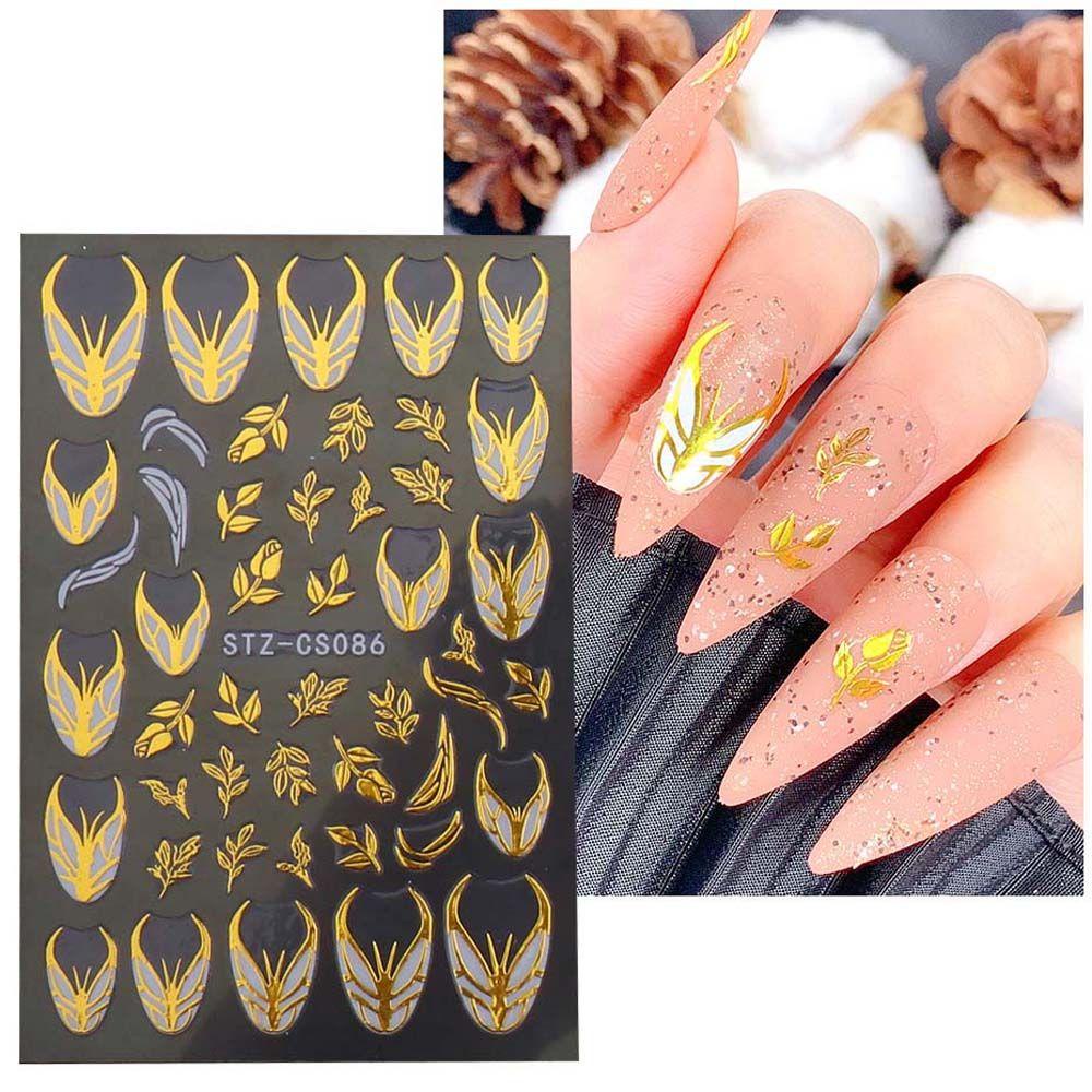AUGUSTINA Agustina Natal Stiker Kuku Wanita Fashion Cinta Hati Elk Manicure Aksesoris Nail Art Dekorasi