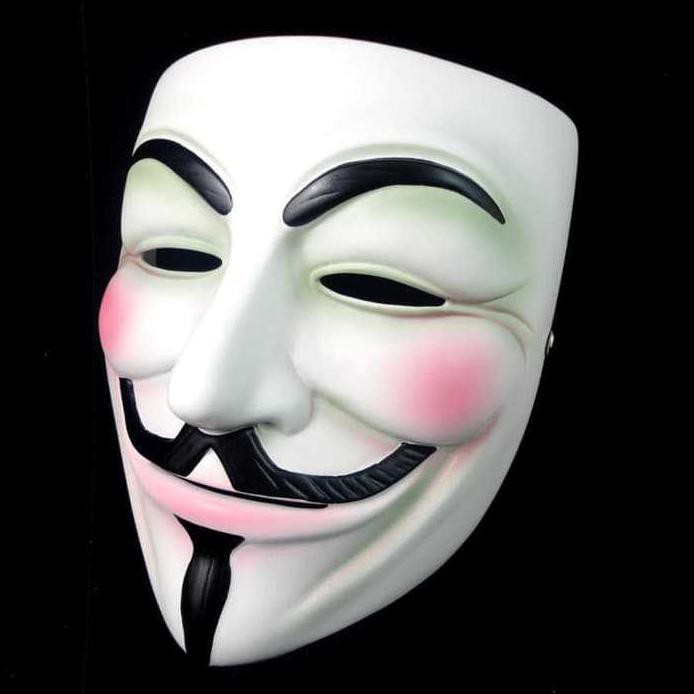 Harga Diskon   Murah Flash Sale Topeng Anonymous Hacker Vendeta Seram // Halloween Mask - Hitam Rr58