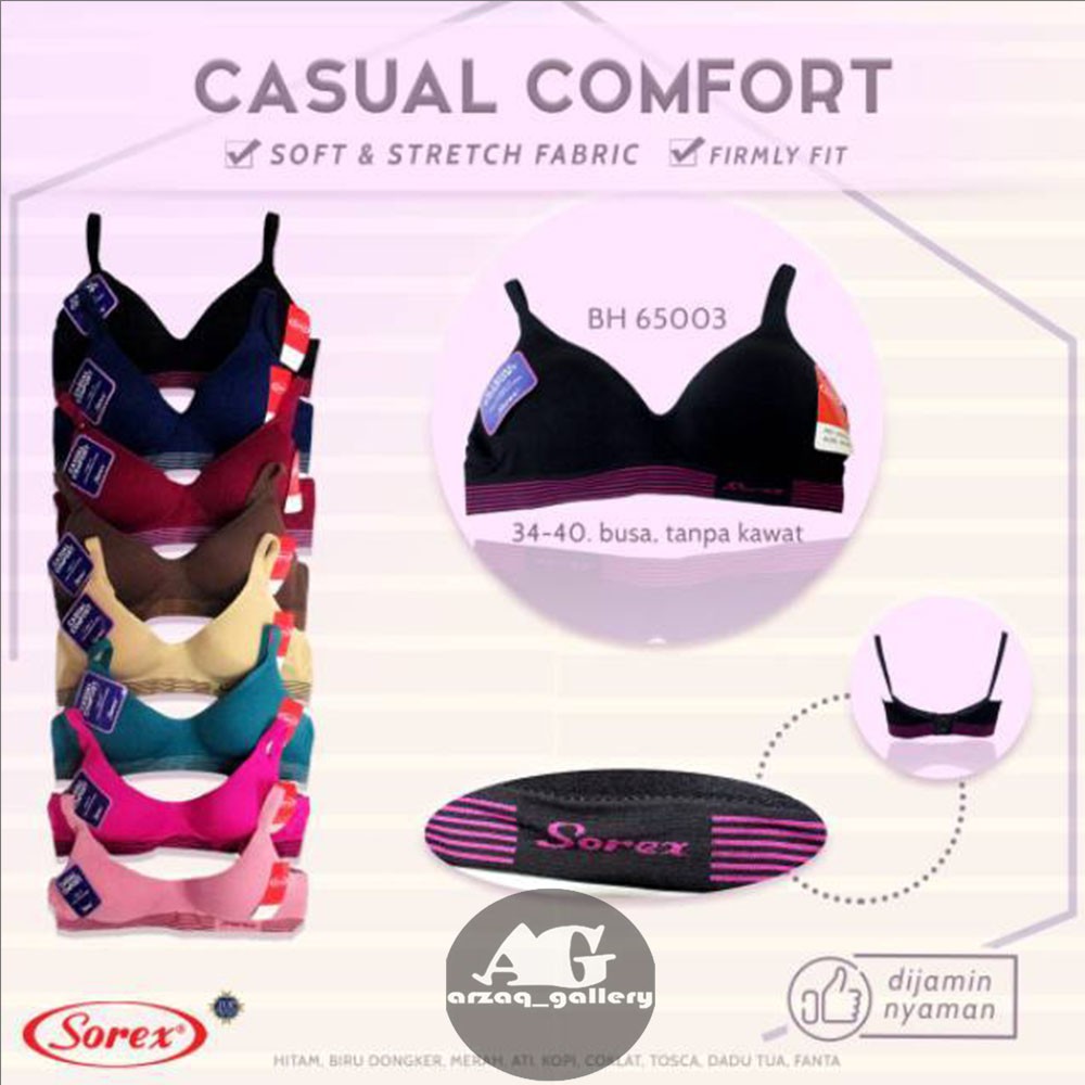 BH SOREX 65003 TANPA kawat Sport Bra sorex kancing dua casual comfort | Pakaian Wanita |Pakaian Dalam |Bra | Bh