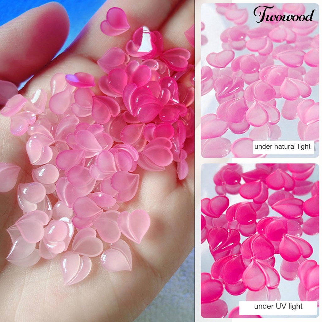 Twowood 50Pcs / Set Ornamen Hati 3D Berubah Warna Untuk Dekorasi Nail Art