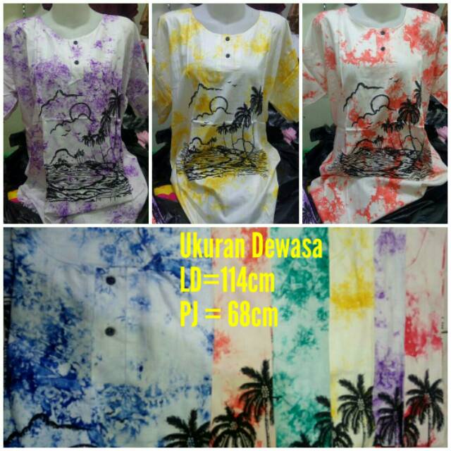 Baju Bali Gables Motif Pantai Dasar Putih