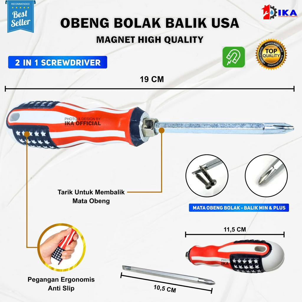 Obeng Bolak Balik USA Amerika 4 Inch Obeng Plus Minus Termurah Obeng 2 Way USA 4 inch