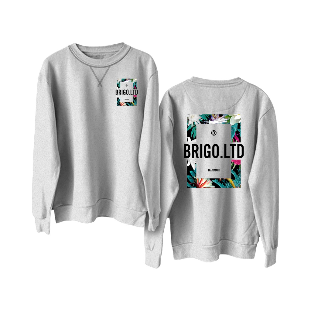 Sweater Crewneck BRIGO flower Sablon DTF Fleece Cotton BRIGO Basic Sweatshirt  flower II M-XXL (Pria &amp; Wanita) Free stiker&amp;Gantungan Kunci