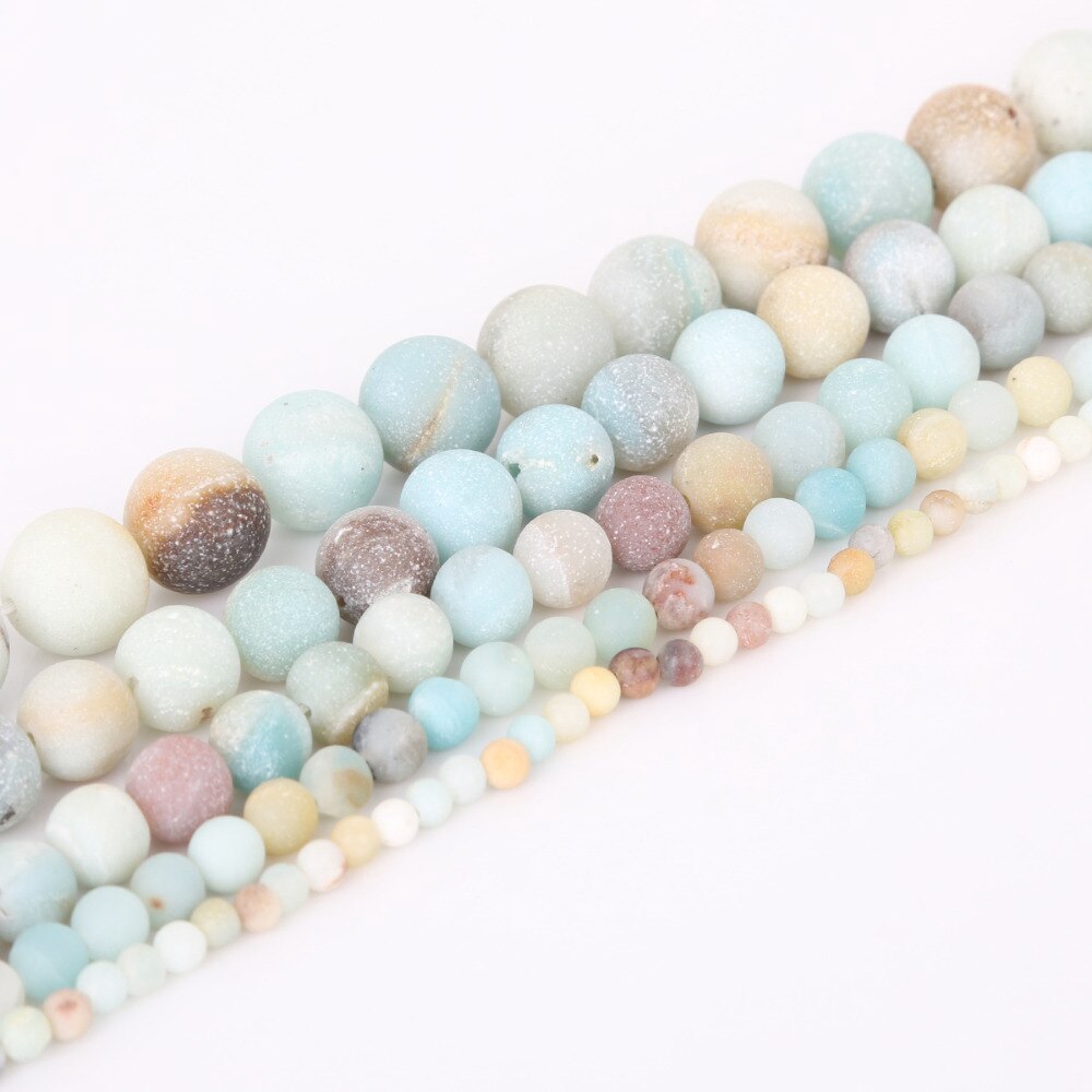 Untaian Manikmanik Batu Amazonite Agata Bulat Warna Warni Matte Ukuran 4 6 8 10 12mm
