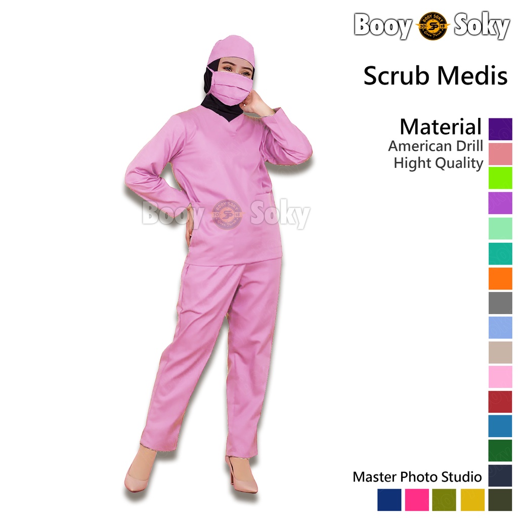 BAJU OKA / SERAGAM OKA MEDIS / BAJU OPERASI / BAJU PERAWAT LENGAN PANJANG PINK FANTA &amp; MUDA