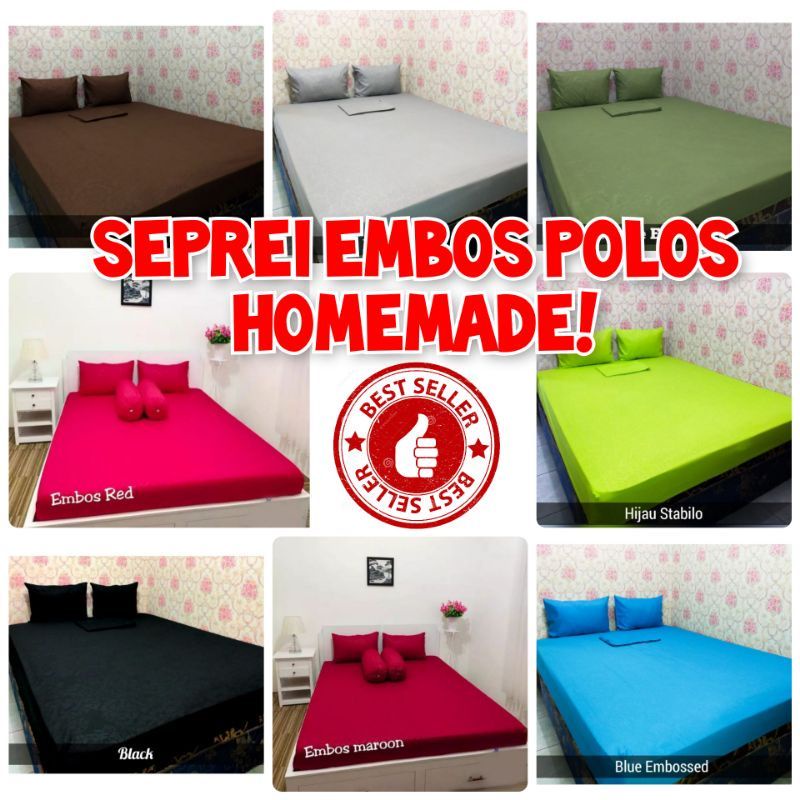 Sprei Set Polos Embos Aneka Varian Warna &amp; Ukuran 120 160 180 [ Single / Double Bed ]