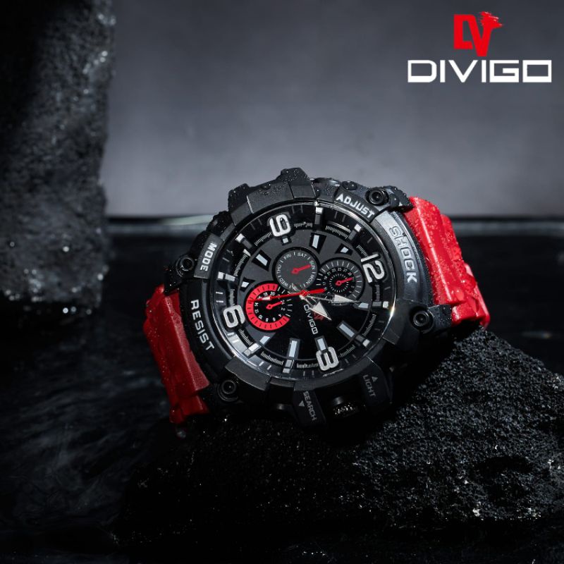 (Terima Cod)Jam Tangan Pria Divigo Adjust Water Resist/Anti Air Strap Rubber/Karer(Dikirim Jakarta)