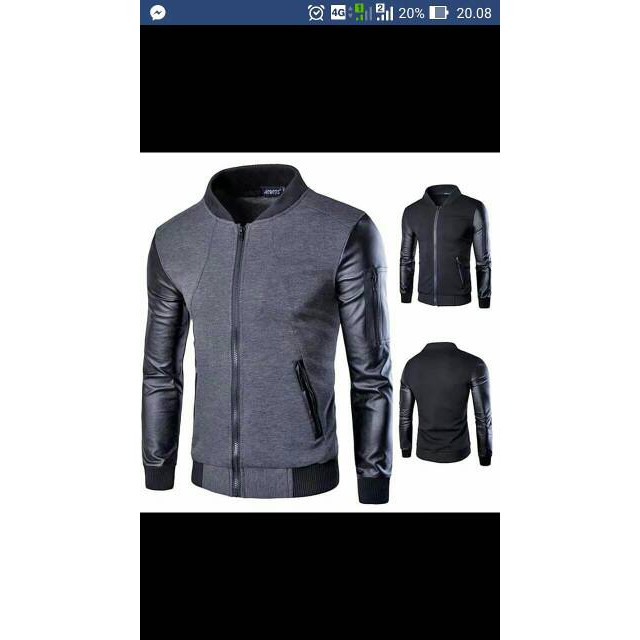jaket semi kulit kombi sweter BF3 hitam- jaket motor sweter