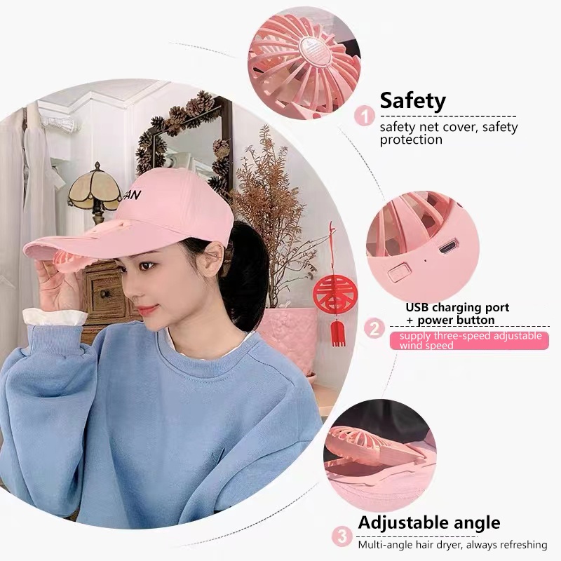 【T007】Skyhigh FASHION TRAVELING TOPI KIPAS ANGIN USB MINI, CAP WITH MINIFAN, USB CHARGE