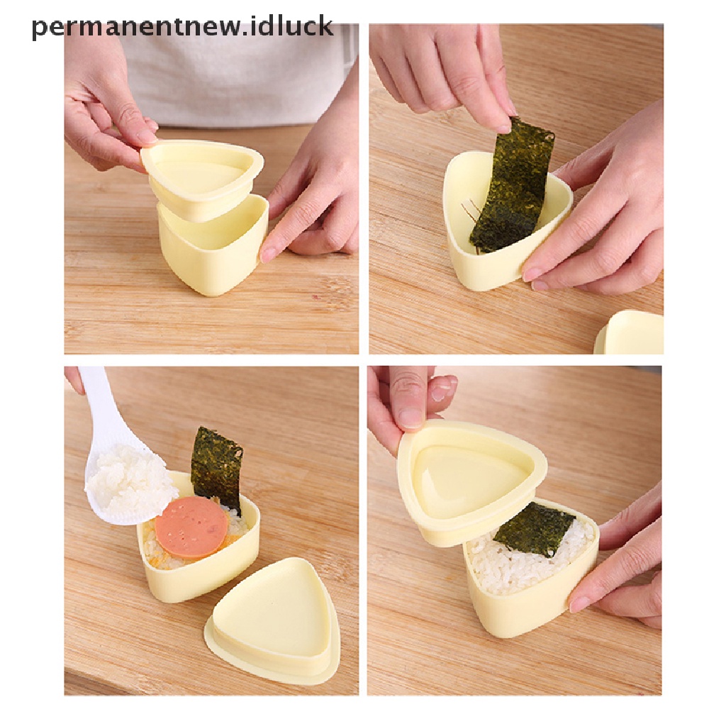 3pcs / Set Cetakan Pembuat Sushi Onigiri Nasi Bentuk Segitiga Model Tekan