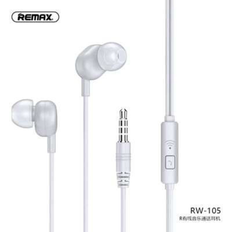 ORIGINAL 100% REMAX EARPHONE RW-105 - HANDSFREE MICROPHONE MUSIC KABEL HANDPHONE SMARTPHONE ANDROID 