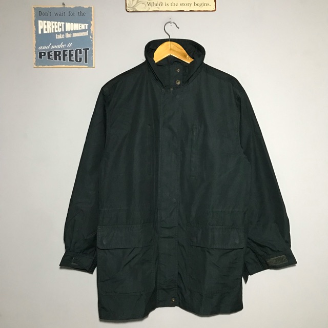 Lands end jaket parka jaket gunung jaket musim dingin hijau botol zip vislon bekas second preloved