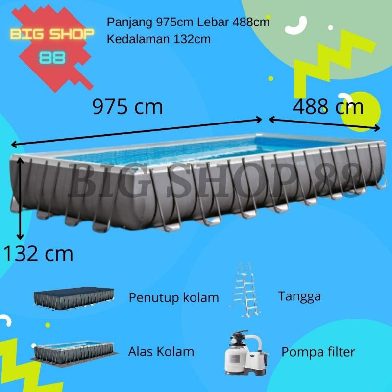 INTEX KOLAM RENANG KELUARGA TERBESAR ULTRA XTR PRISM FRAME POOL BIG BESAR JUMBO RAKSASA 9M 9METER 97