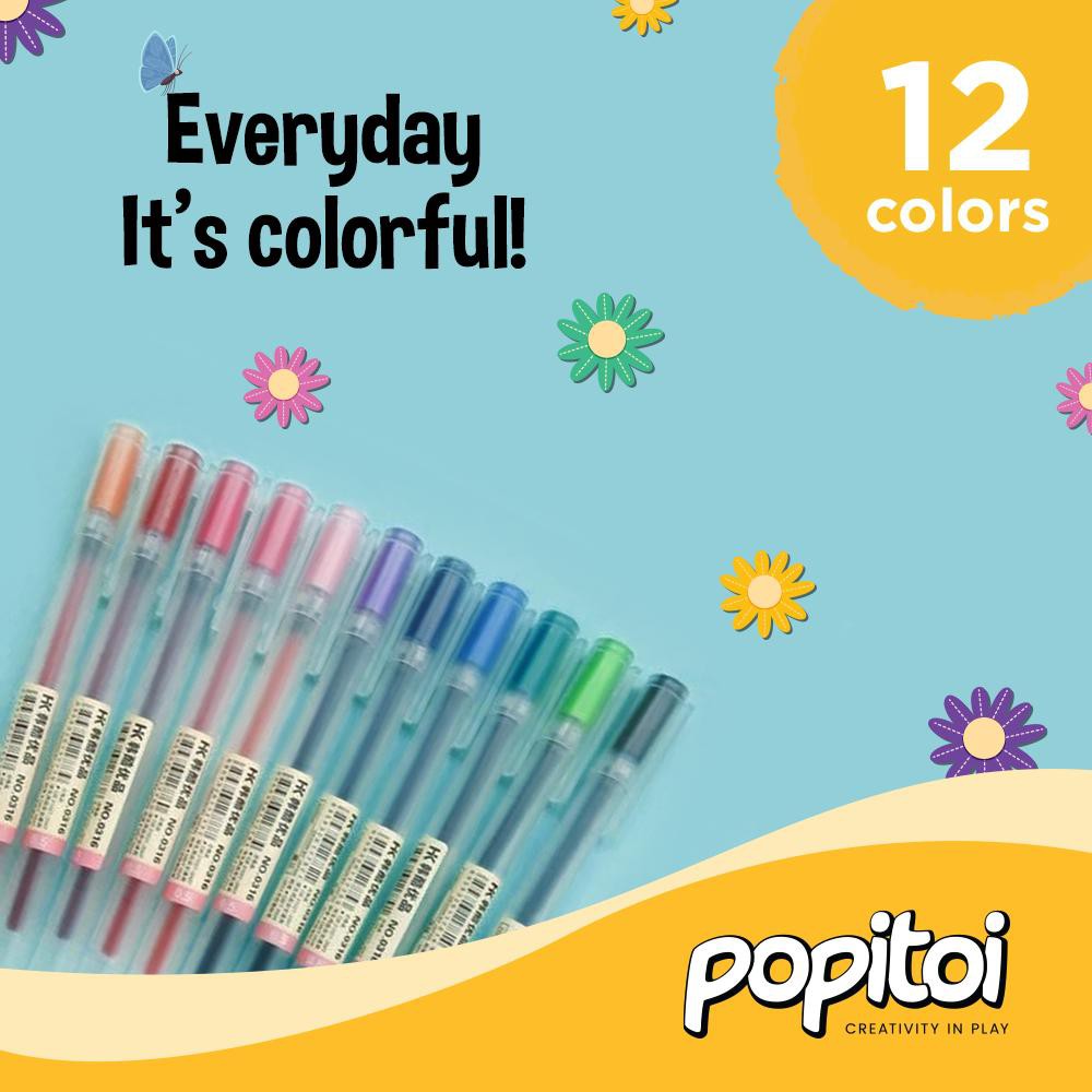 

HK Muji Style Color Gel Pen Set isi 12 Warna