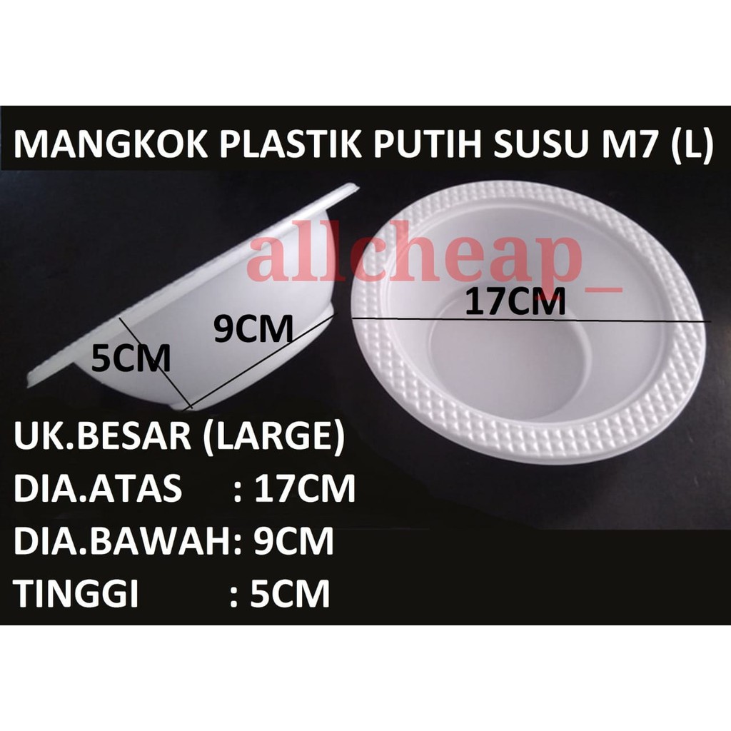 ISI 50PCS Mangkok Plastik Putih Susu Cup Wadah Kuah Baso M7 ukuran BESAR