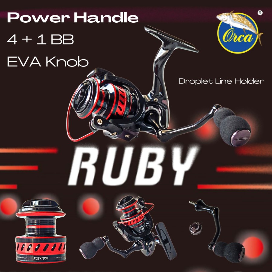 Reel Pancing Orca Ruby Ukuran 1000 2000 3000 4000  Sudah Power Handle Ringan Cocok Buat Kuat Bisa CO