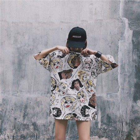 VS - OVERSIZE MELANI  Kaos Wanita korea  ulzzang lengan pendek kaos longgar dicetak