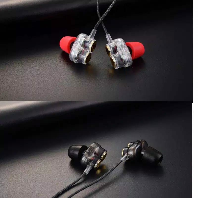 QKZ KD7 earphone DUAL DRIVER stereo bass music telfon headset mic original