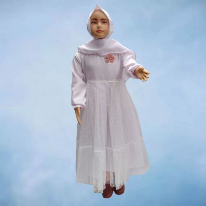 Gamis anak tulledot plus hijab