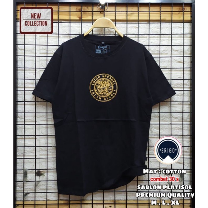 Premium Original(Realpic)Berkualitas Kaos oblong erigo lengan pendek hitam murah terbaru