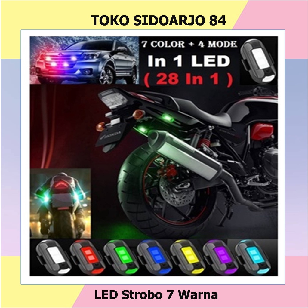 LAMPU LED STROBO 7 WARNA LED STROBE SAFETY SEIN DIP LED DEPAN BELAKANG STROBO SEPEDA MOTOR STROBO MOBIL