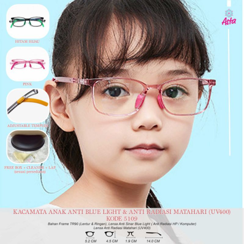 KACAMATA ANAK ANTI BLUE LIGHT & ANTI RADIASI MATAHARI (UV 400) KODE 5109 ASTA