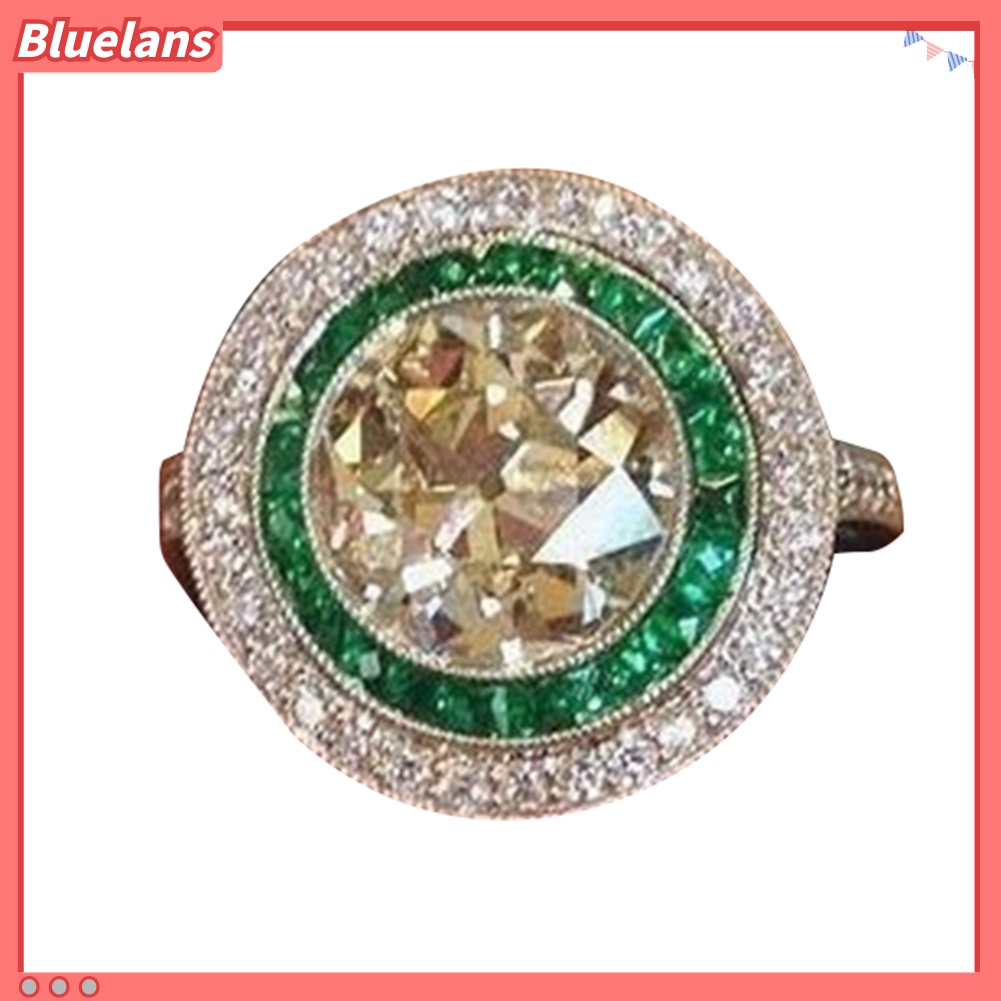 Cincin Jari Cubic Zirconia Bentuk Bulat Besar Warna-Warni Untuk Wanita