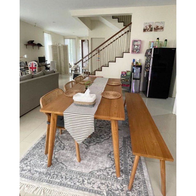 set meja makan set kayu jati / kursi bangku kayu jati minimalis