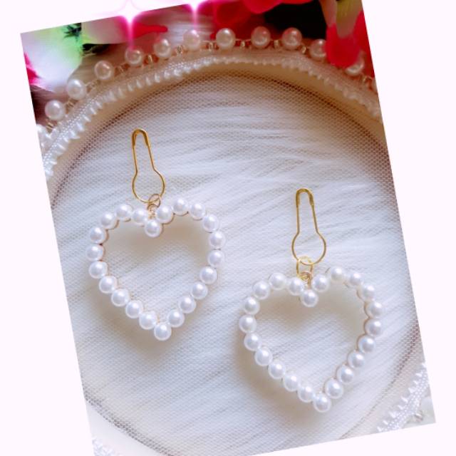 A178 Anting hijab love pearl