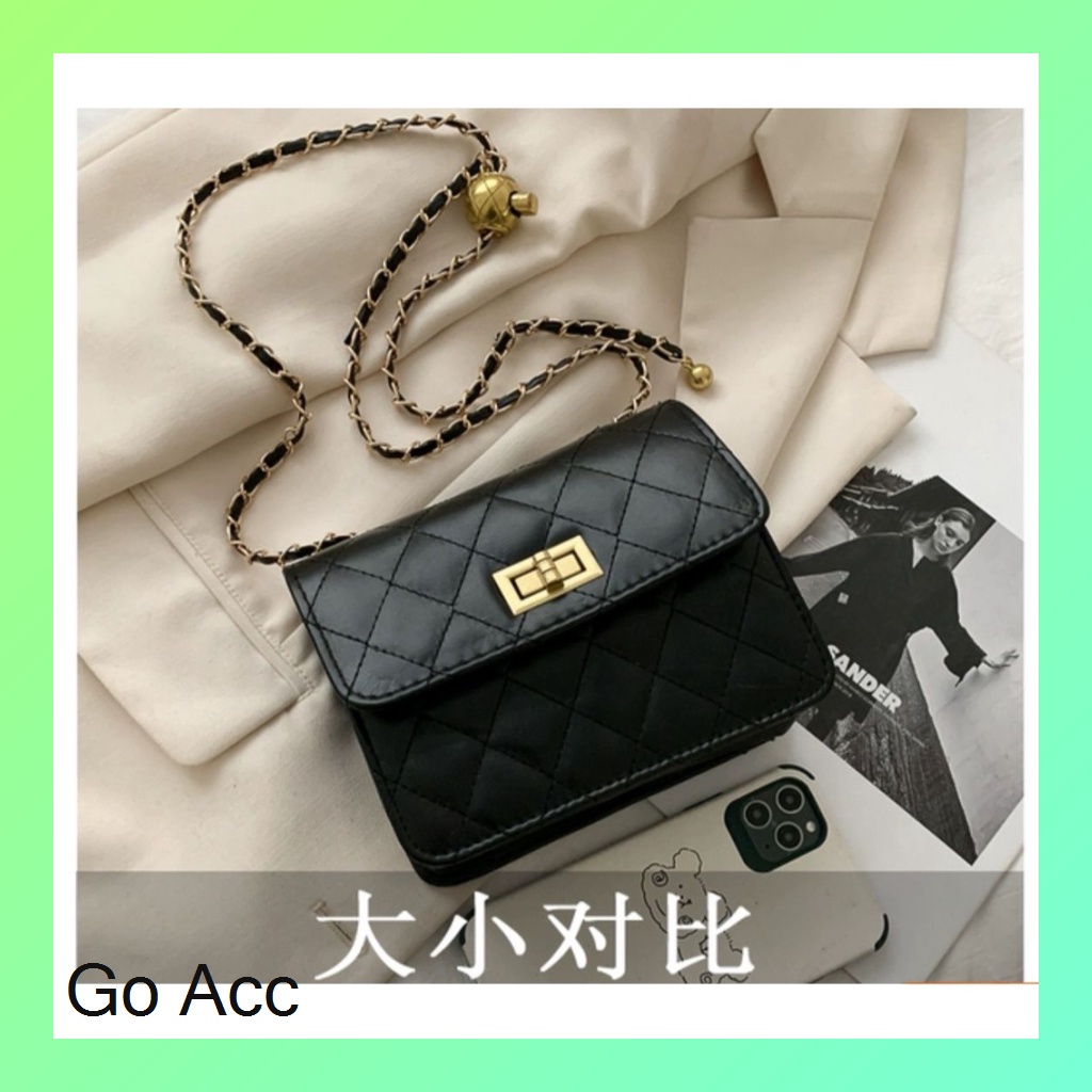 FT05 NEW CHA*NEL Handbag Purse black flap iconic klasik Tas selempang