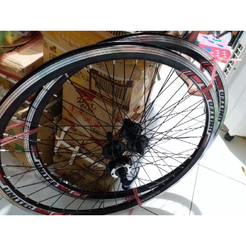 wheelset 26 sepeda gunung, mtb, federal united 36h double wall qr discbrake alloy