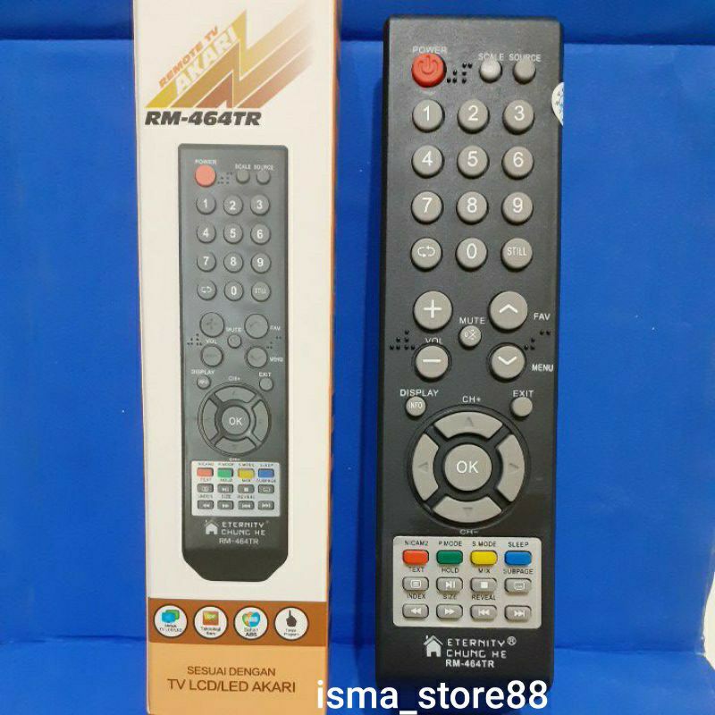 Remot tv Akari/kirana lcd led hdtv 3d multi chung he RM-464TR tanpa program