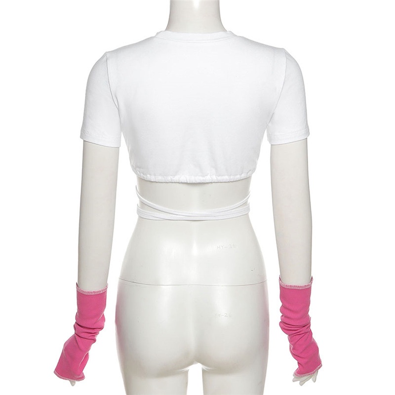 [✅BISA COD] #Sisjuly# Mengenakan Kaos Lengan Pendek Bermotif Pinggang Lucu Untuk Wanita