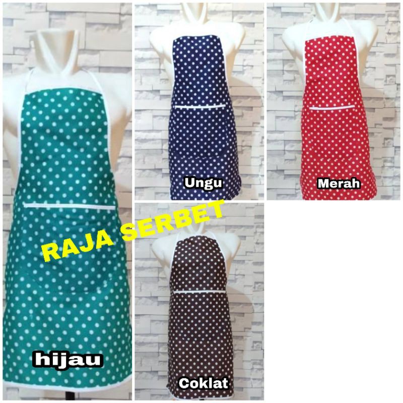 CELEMEK KAIN POLKADOT / APRON MASAK KAIN DEWASA