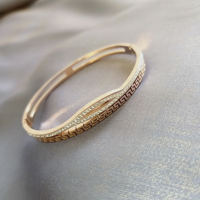 (COD) gelang titanium asli tangan wanita bangle  emas cewek prempuan terbaru impor murah