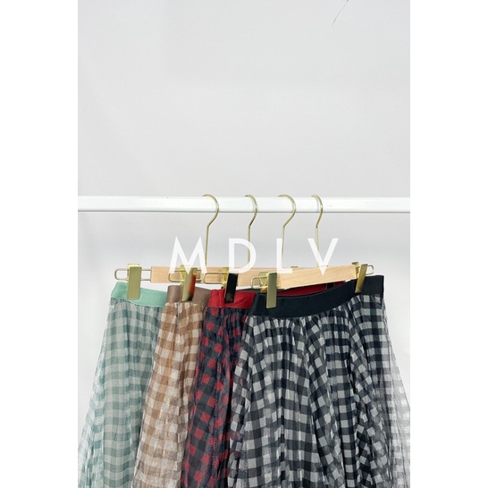 MDLV ~ 9211# Coletta Plaid Tulle Skirt Tok Tutu Dewasa Import