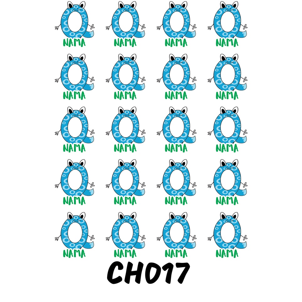 

Sticker Nama Cutting Label Waterproof Tahan Air Huruf 17 (CH017)