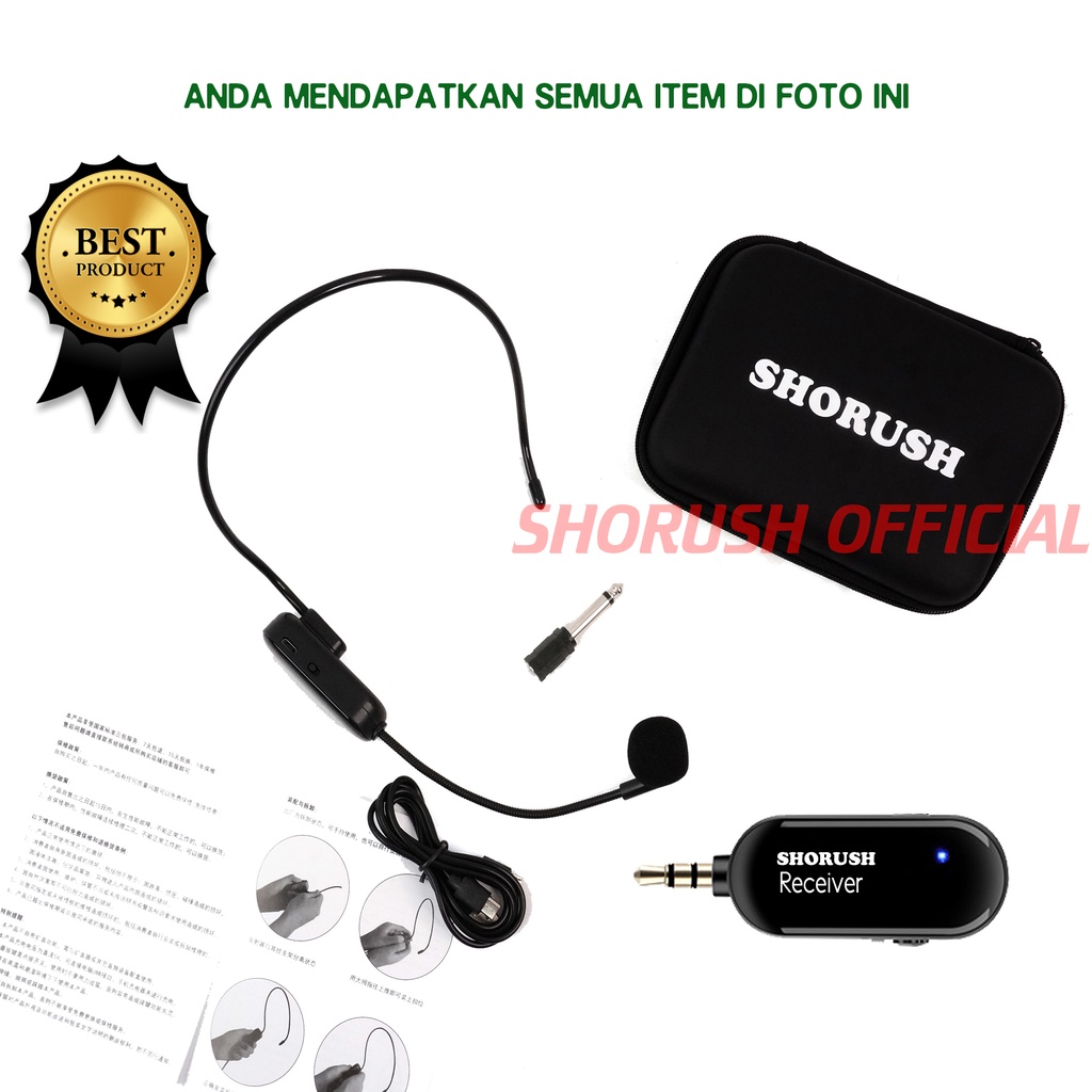 Shorush IM 1 Mikrofon Mic Clip On Wireless UHF 2.4G Presentasi Tur Imam Masjid Musholla