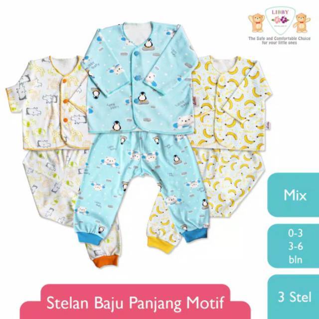 LIBBY Newborn Baju Kancing Panjang Celana Panjang