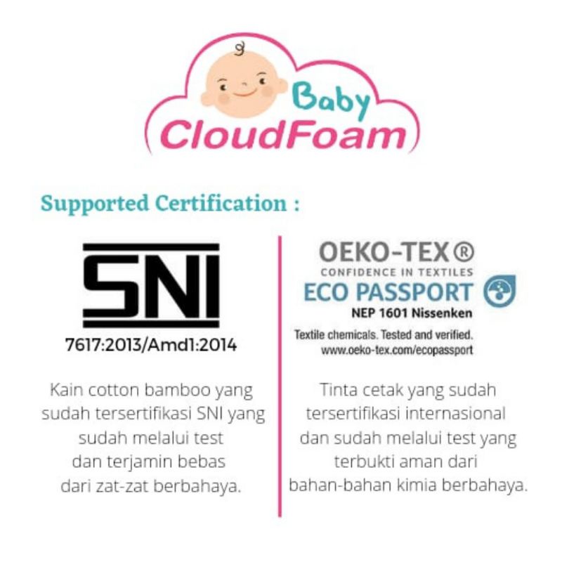 Baby Cloudfoam Handpillow Bantal Anti Peyang Bayi Sarung Cotton Bamboo