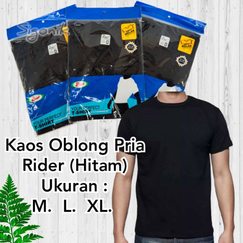 Kaos Oblong Dalam Pria T-Shirt Rider Neck Kerah O Polos Hitam Dewasa M L XL Original